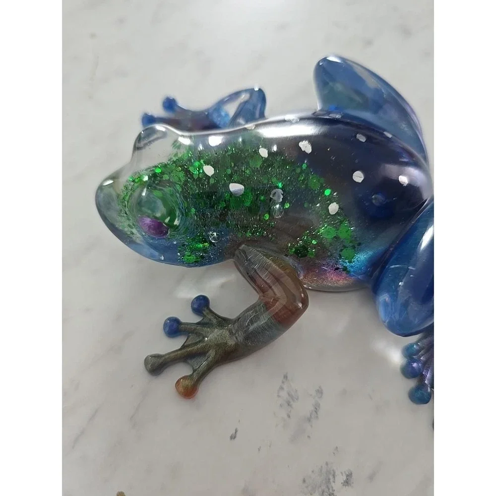 Resin‎ Frog Home Decor Figure Handmade 717 Green Blue